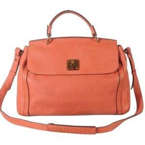 MCM‎ Leather Satchel Crossbody Bag Orange
